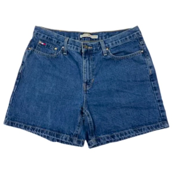 Vintage Y2K Tommy denim shorts 90s logo & flag detail size 10 - Picture 1 of 7